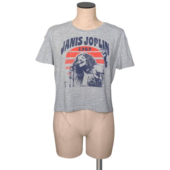 JANIS JOPLIN Heather Gray Graphic Print T-Shirt Shirt Tee S - Picture 1 of 2